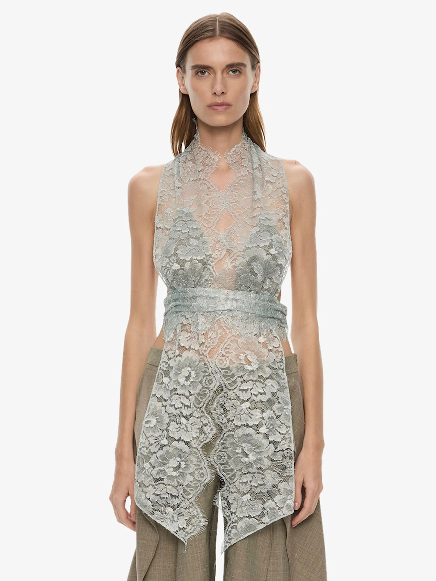 Moonlit Patina Lace Scarf Top - 1