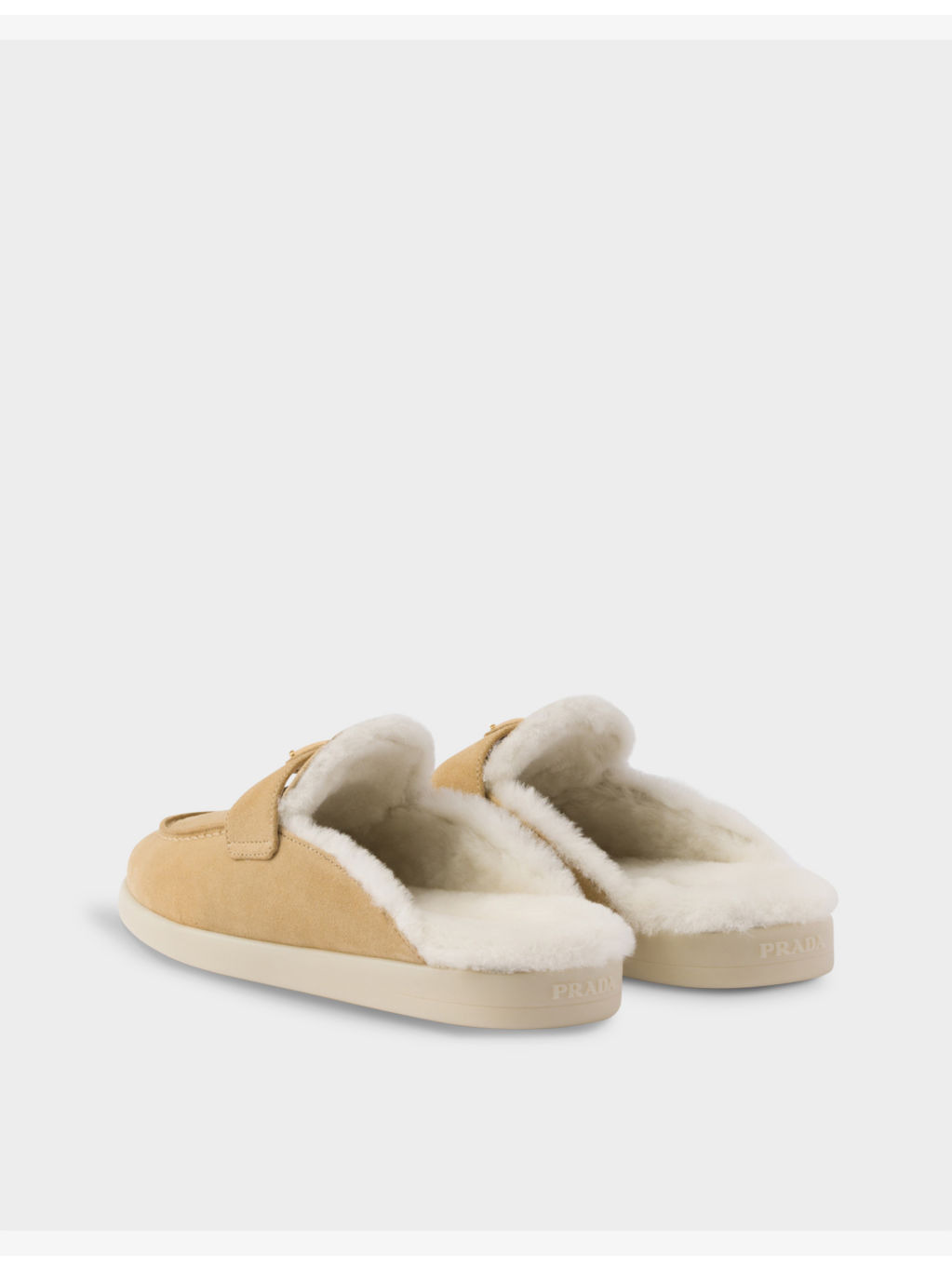 Brand-plaque suede and shearling mules - 4