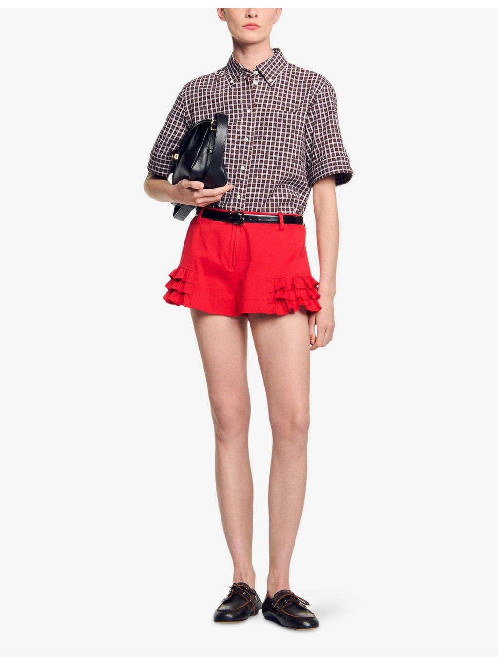 Zip-Up Ruffle-Hem Stretch-Cotton Shorts - 2