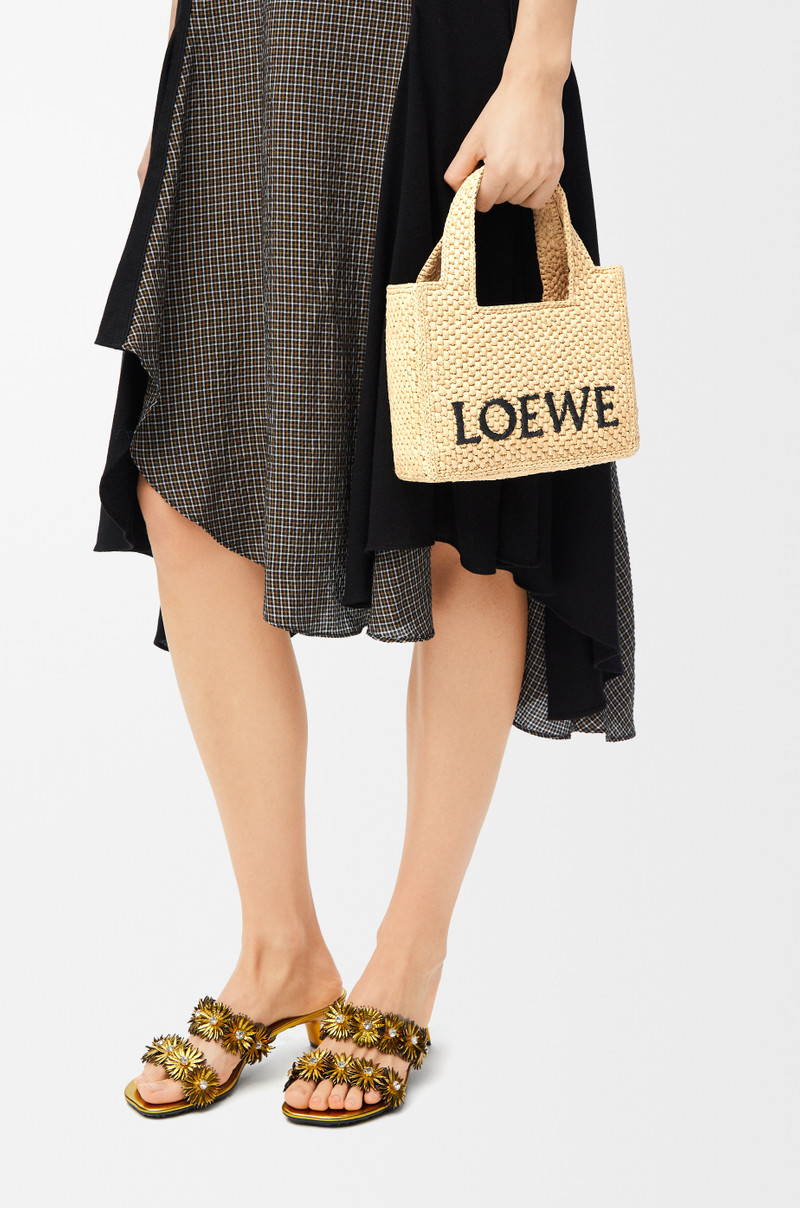 Loewe Mini LOEWE Font tote in raffia outlook