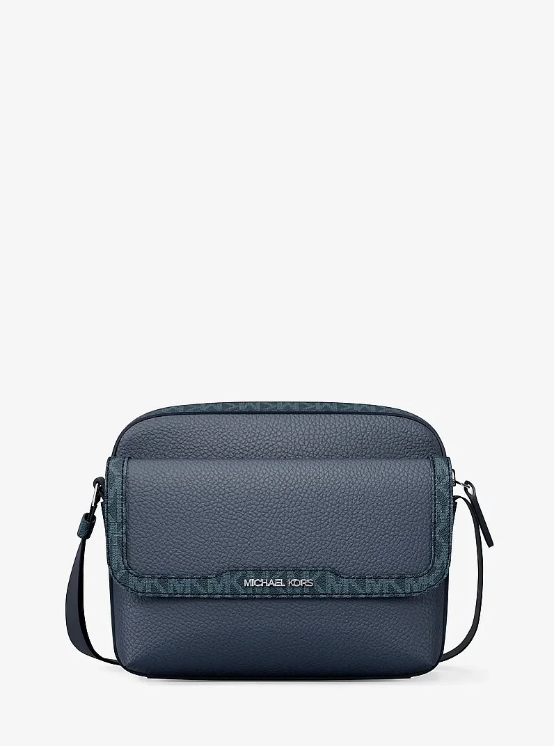 Cooper Medium Pebbled Leather and Signature Logo Camera Crossbody Bag - 1