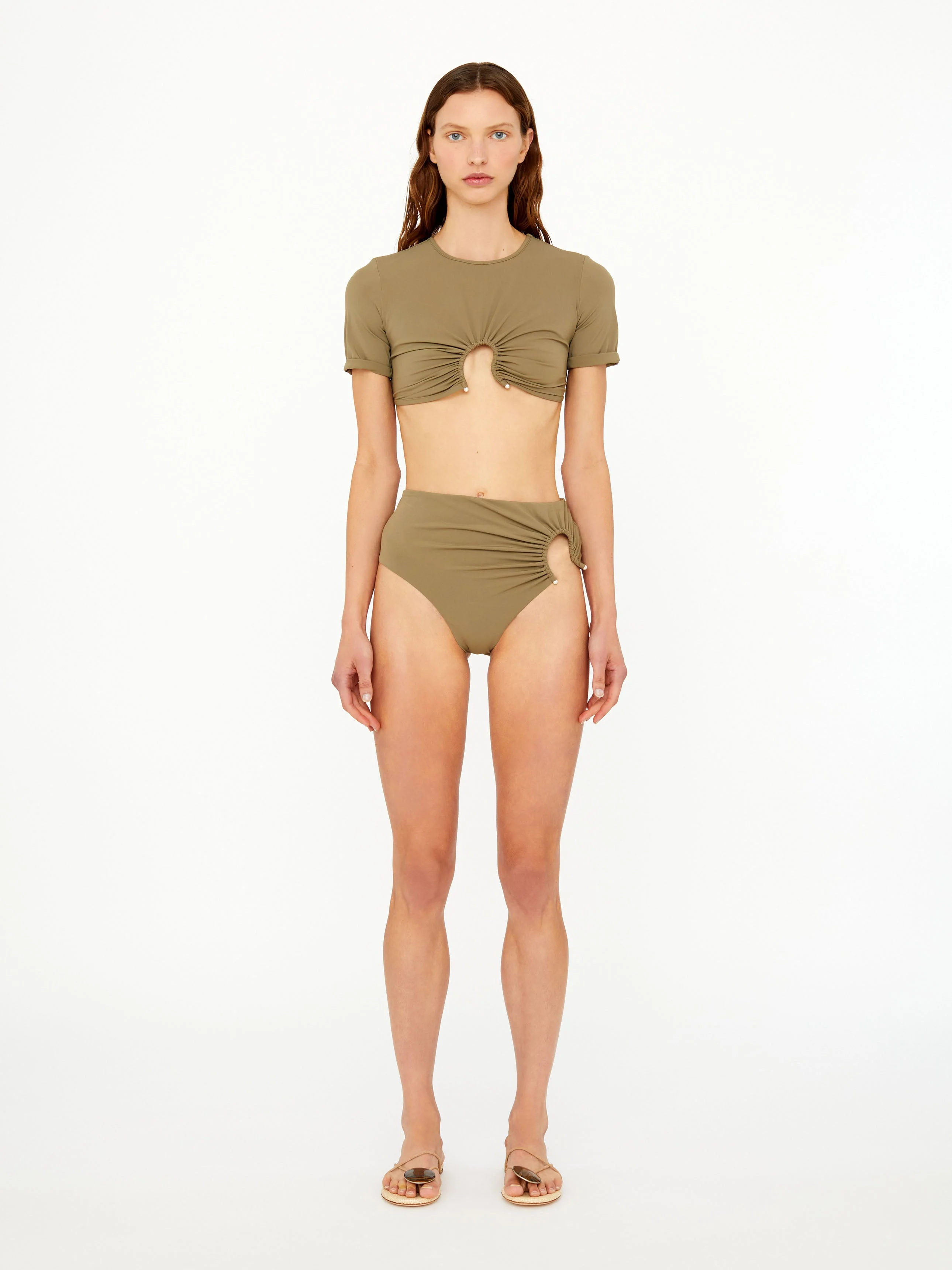 Ruched Crescent High Brief - 1