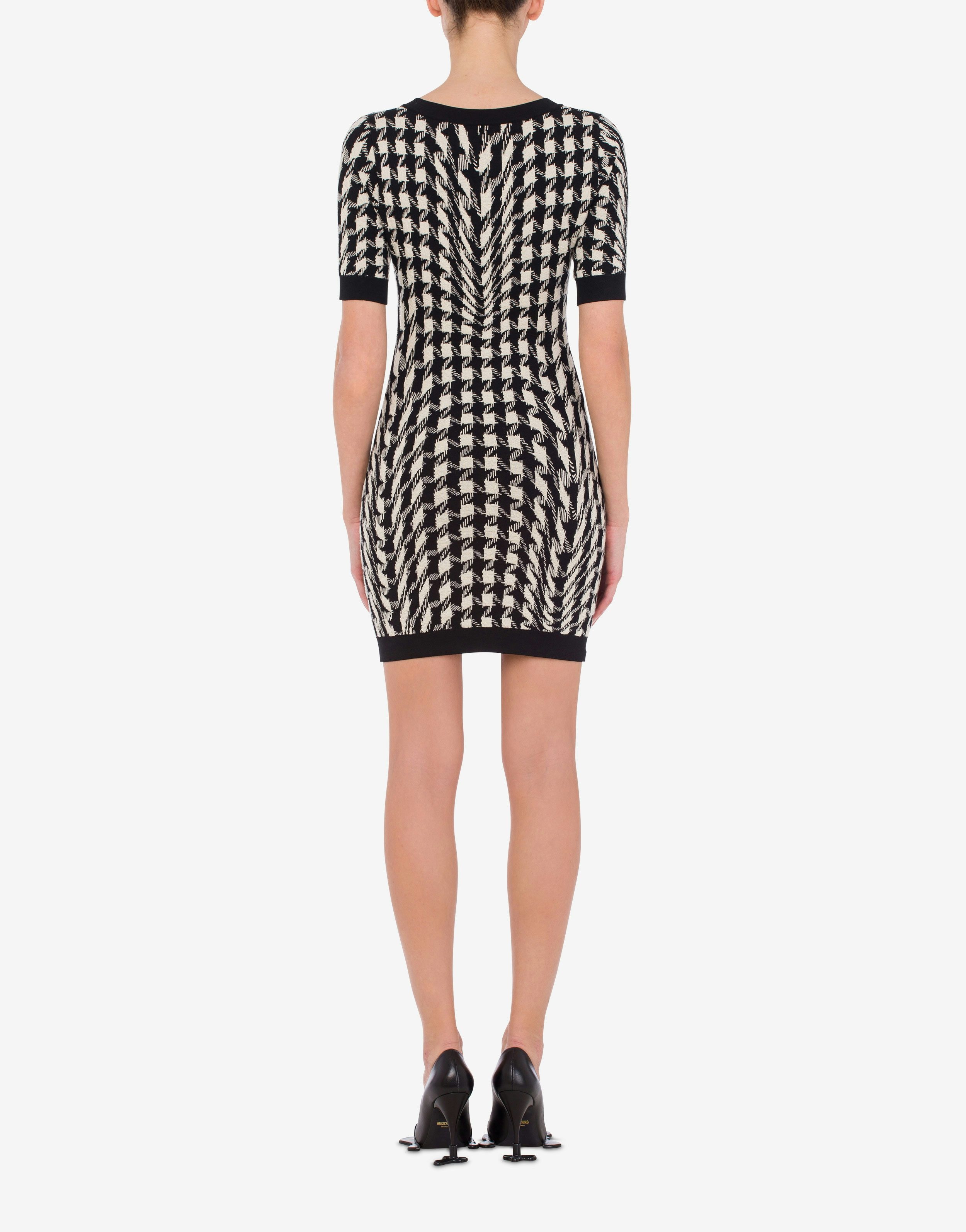 MORPHED PIED DE POULE STRETCH KNIT DRESS - 3