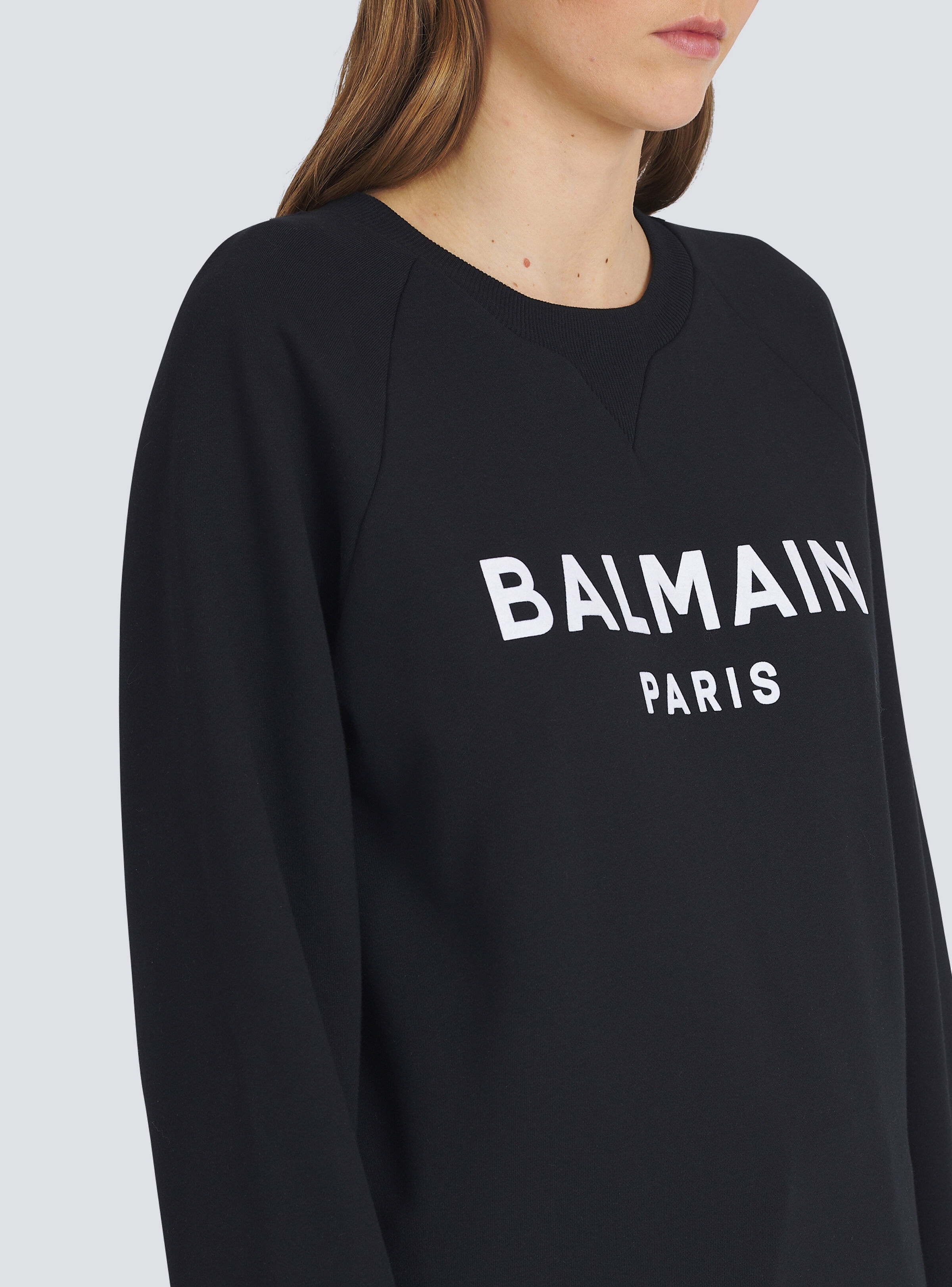 Cotton eco-designed sweatshirt with flocked Balmain logo - 8