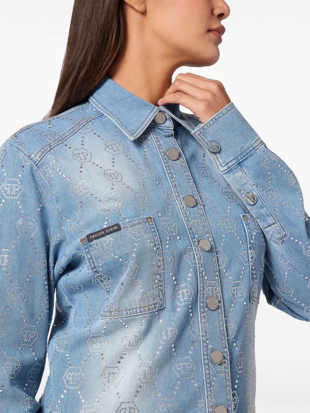 monogram denim shirt - 5