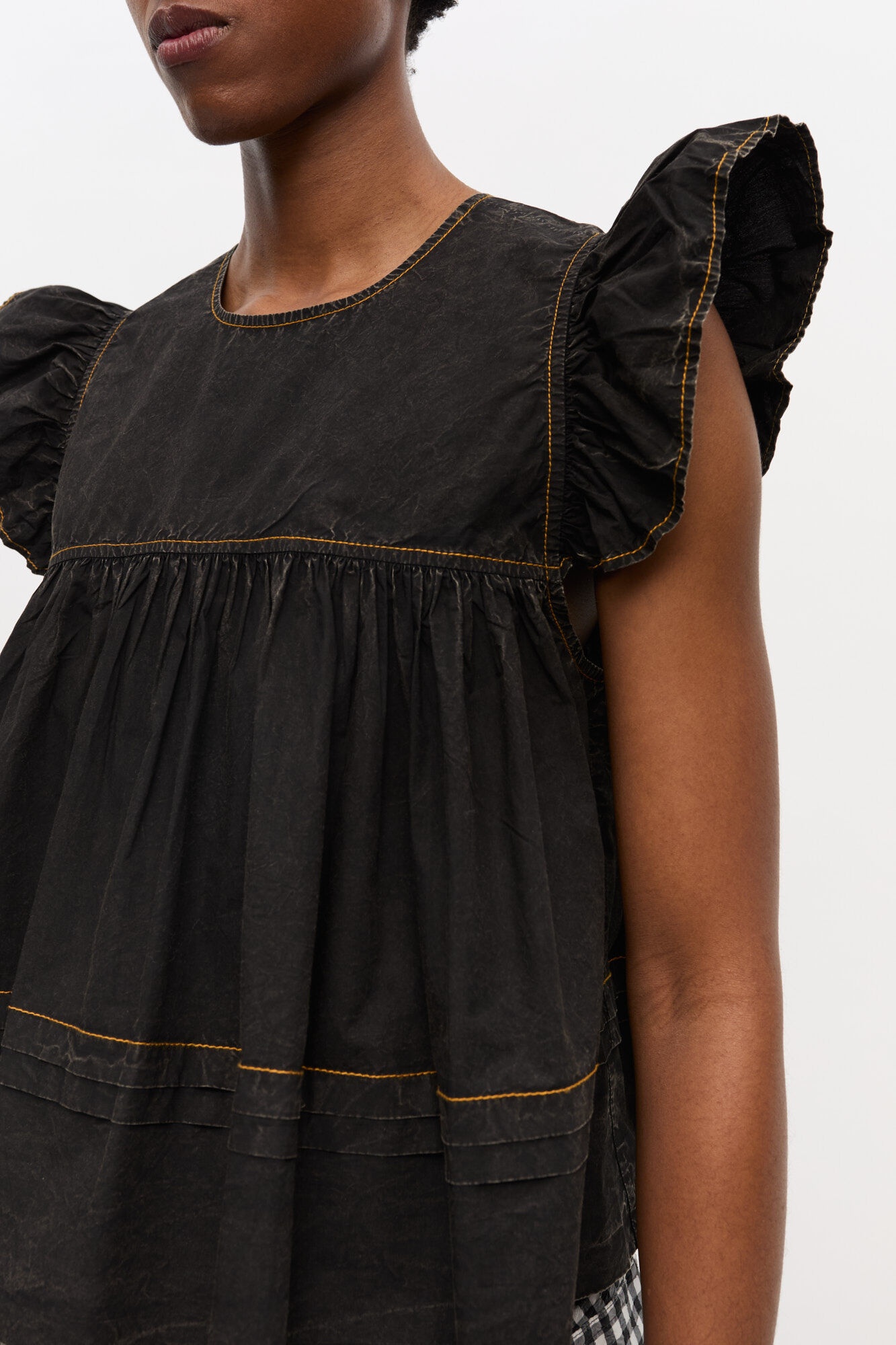 BLACK WASHED COTTON TOP - 4