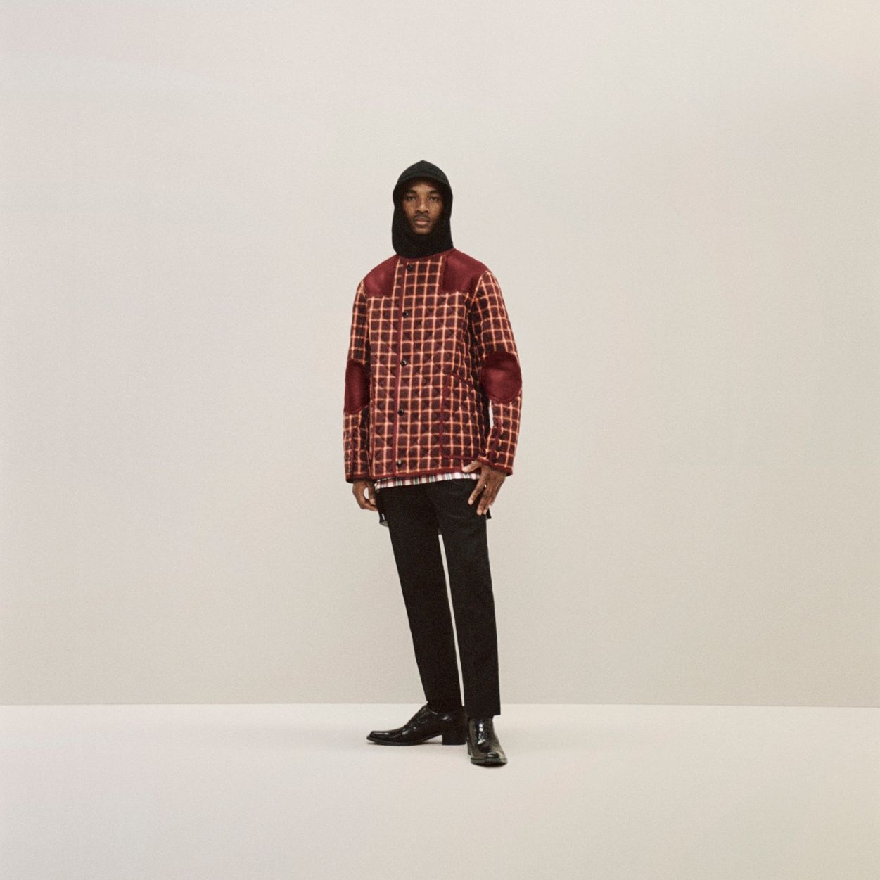 Lambskin Trim Check Technical Cotton Barn Jacket - 3