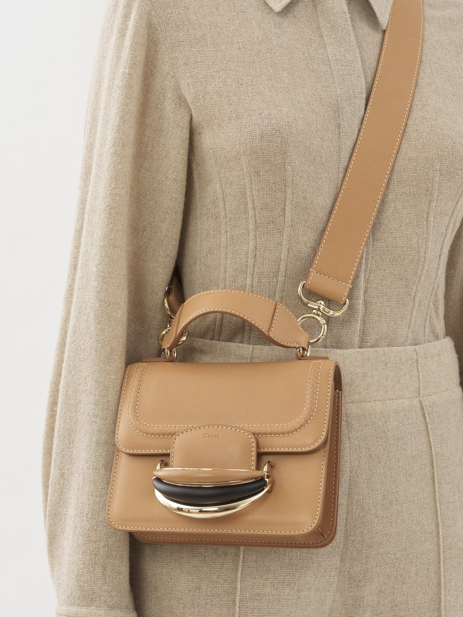 Camel Small Handbag Kattie Leather 【送料&関税込】ChloAC