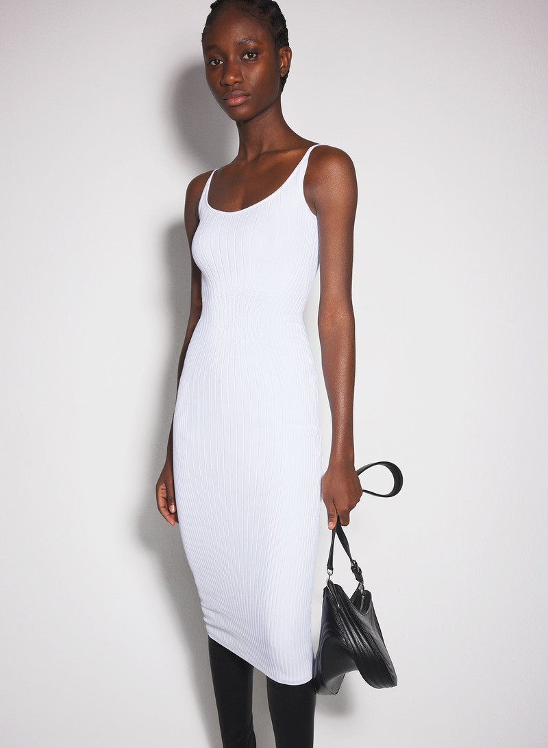MUGLER white sculpting knit dress outlook