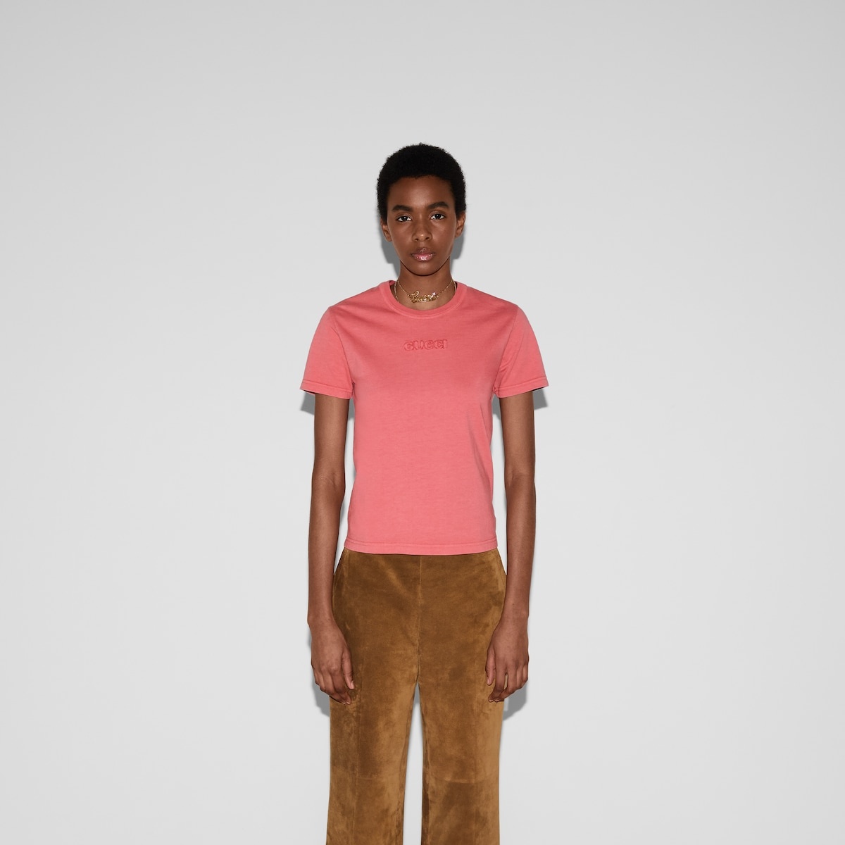 Embroidered cotton jersey T-shirt - 3