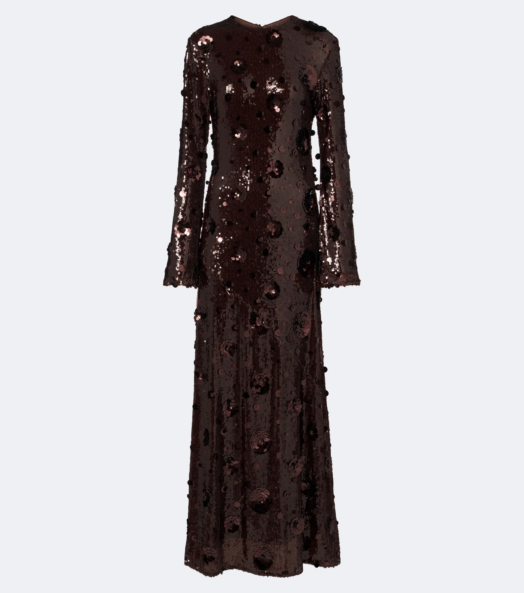 Floral-appliqué sequined gown - 1