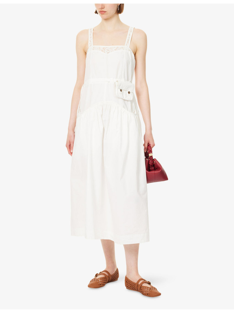 DAMSON MADDER. Campbell Lace-Insert Cotton Midi Dress outlook