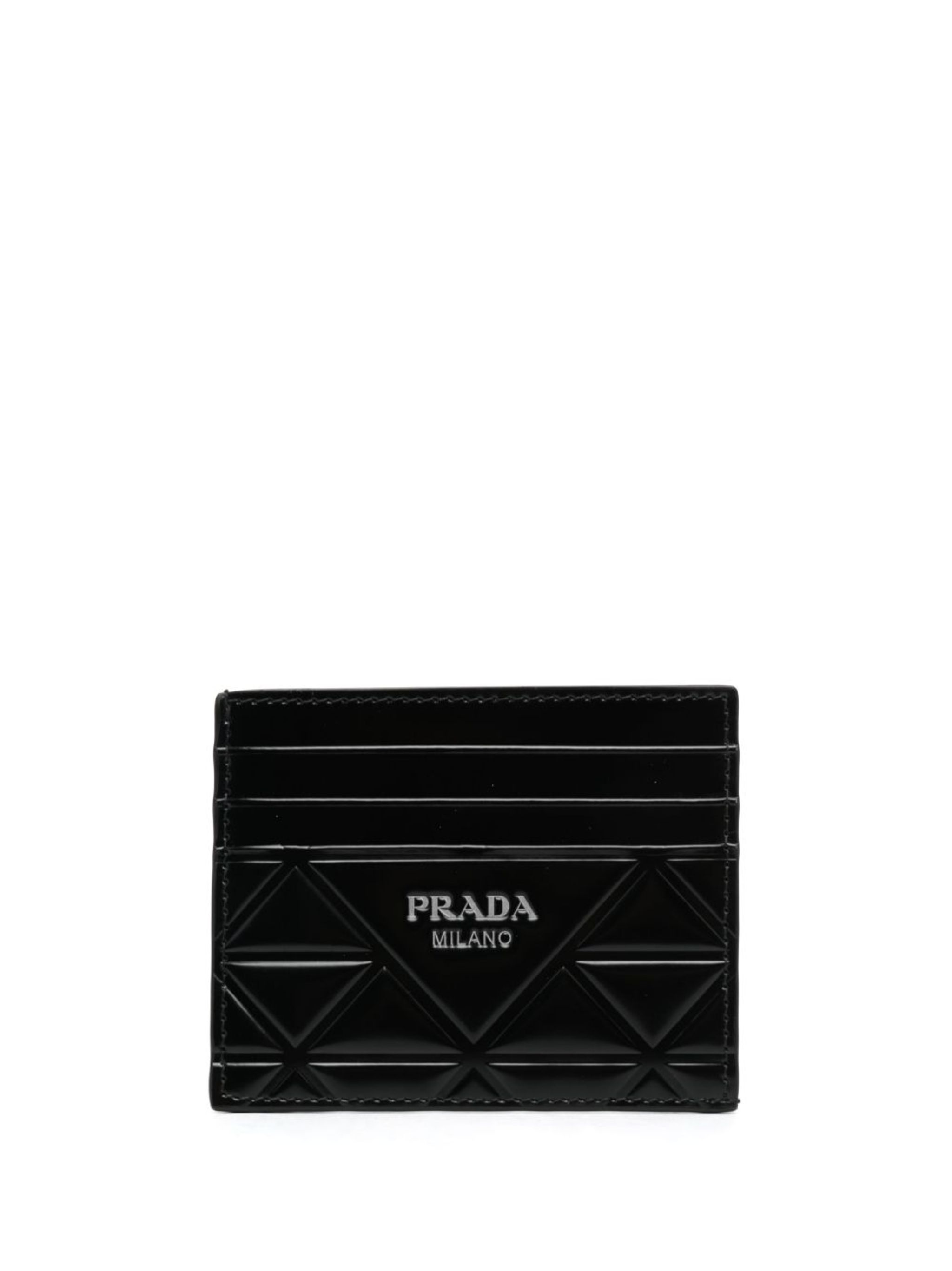 logo-print leather cardholder - 1