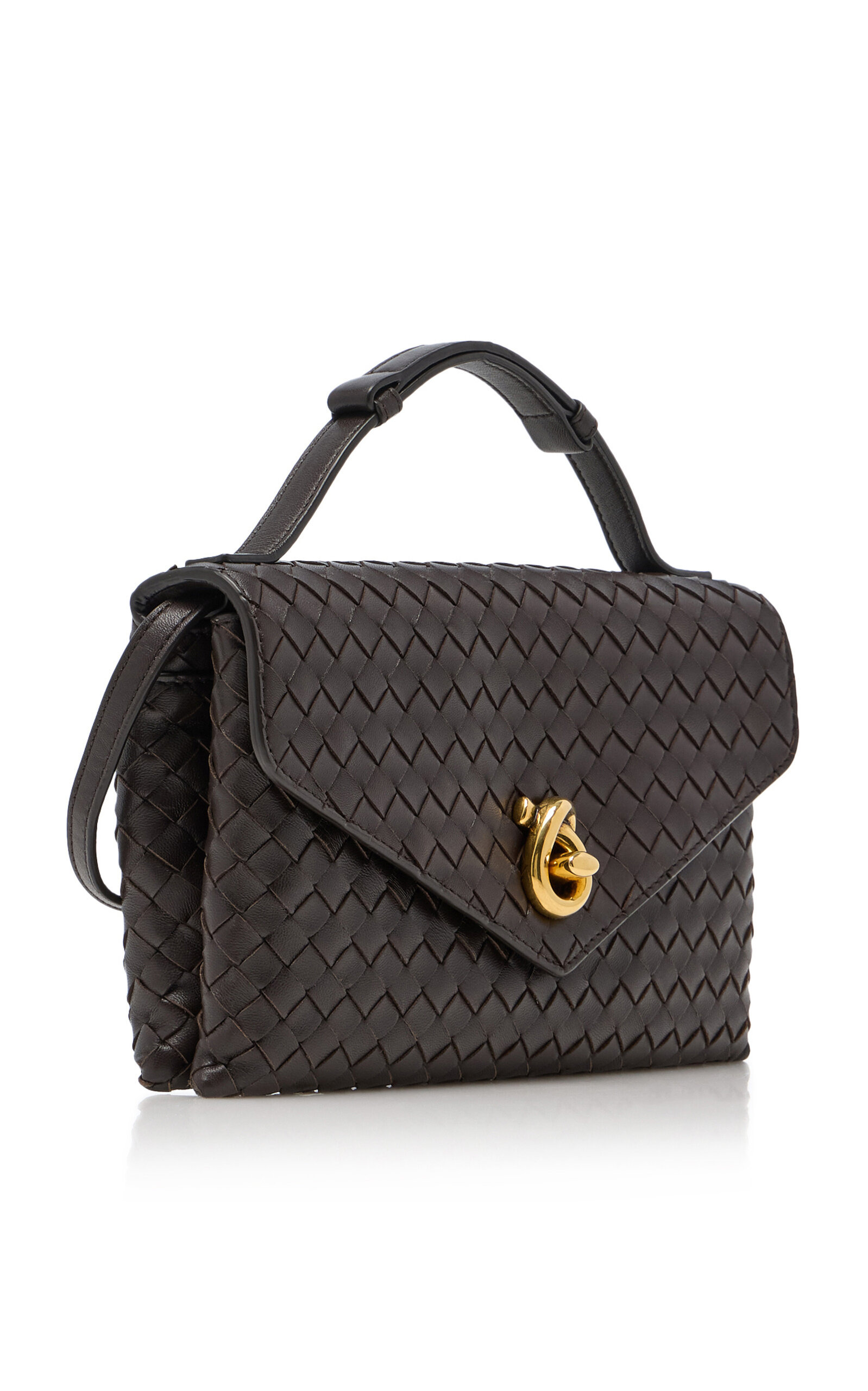 Knot-Lock Intecciato Leather Clutch brown - 5