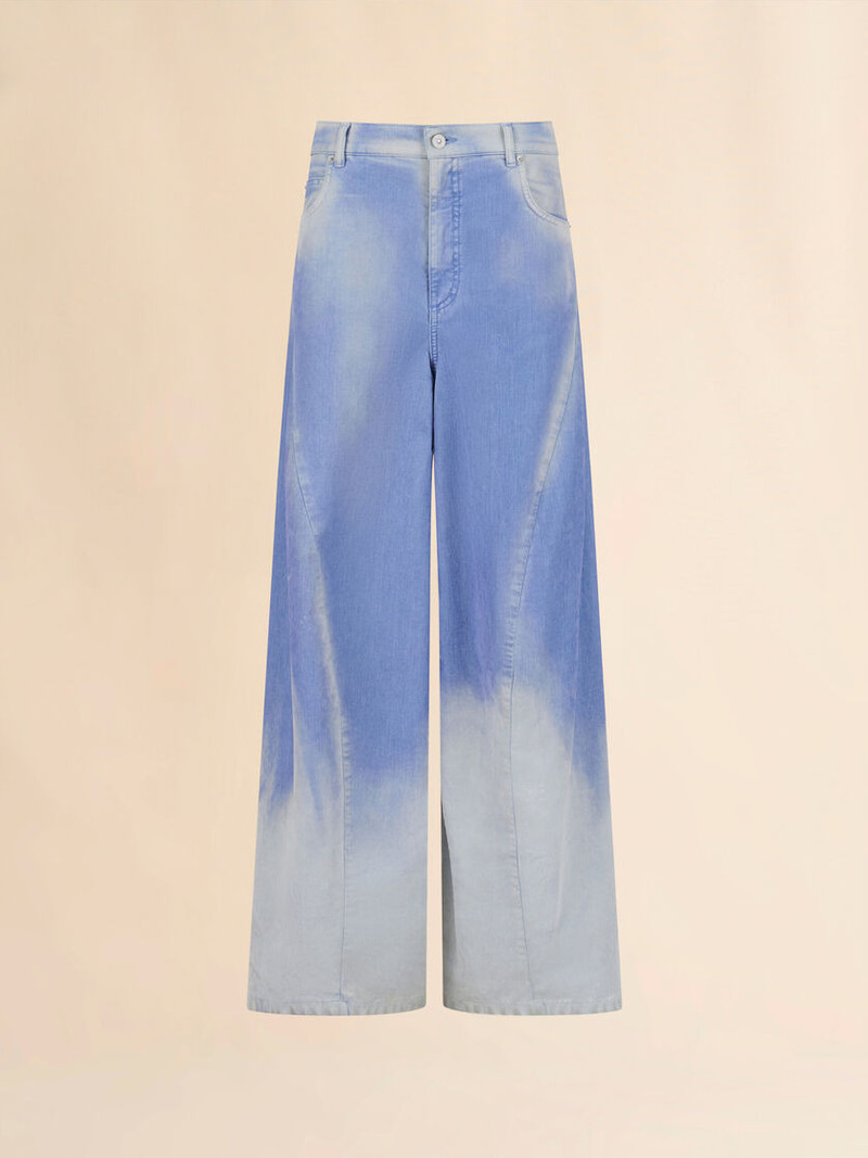 BLUE FLOCKED DENIM TWISTED JEANS 1