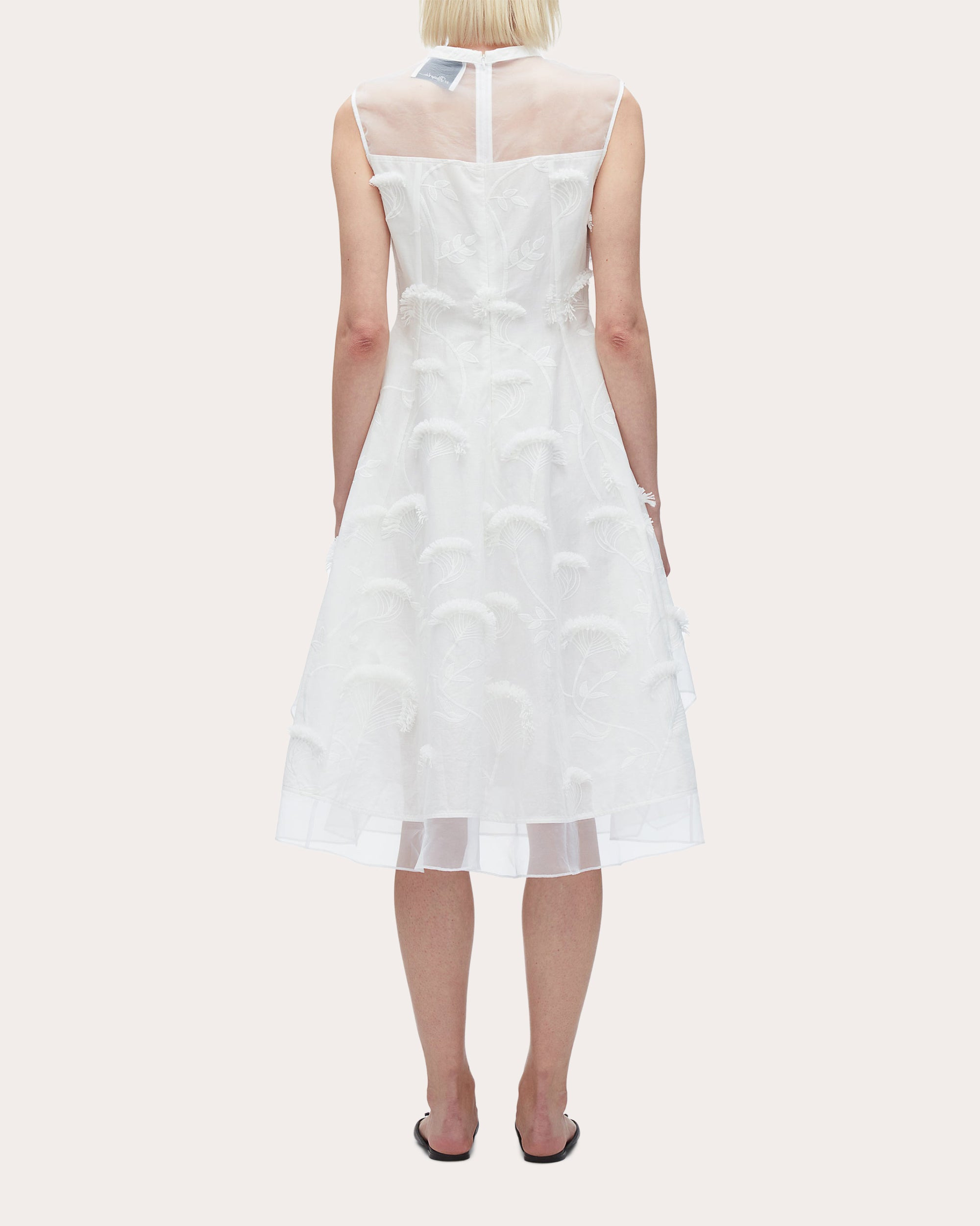 Floral Fil-Coupé Cotton Organza Midi Dress - 3