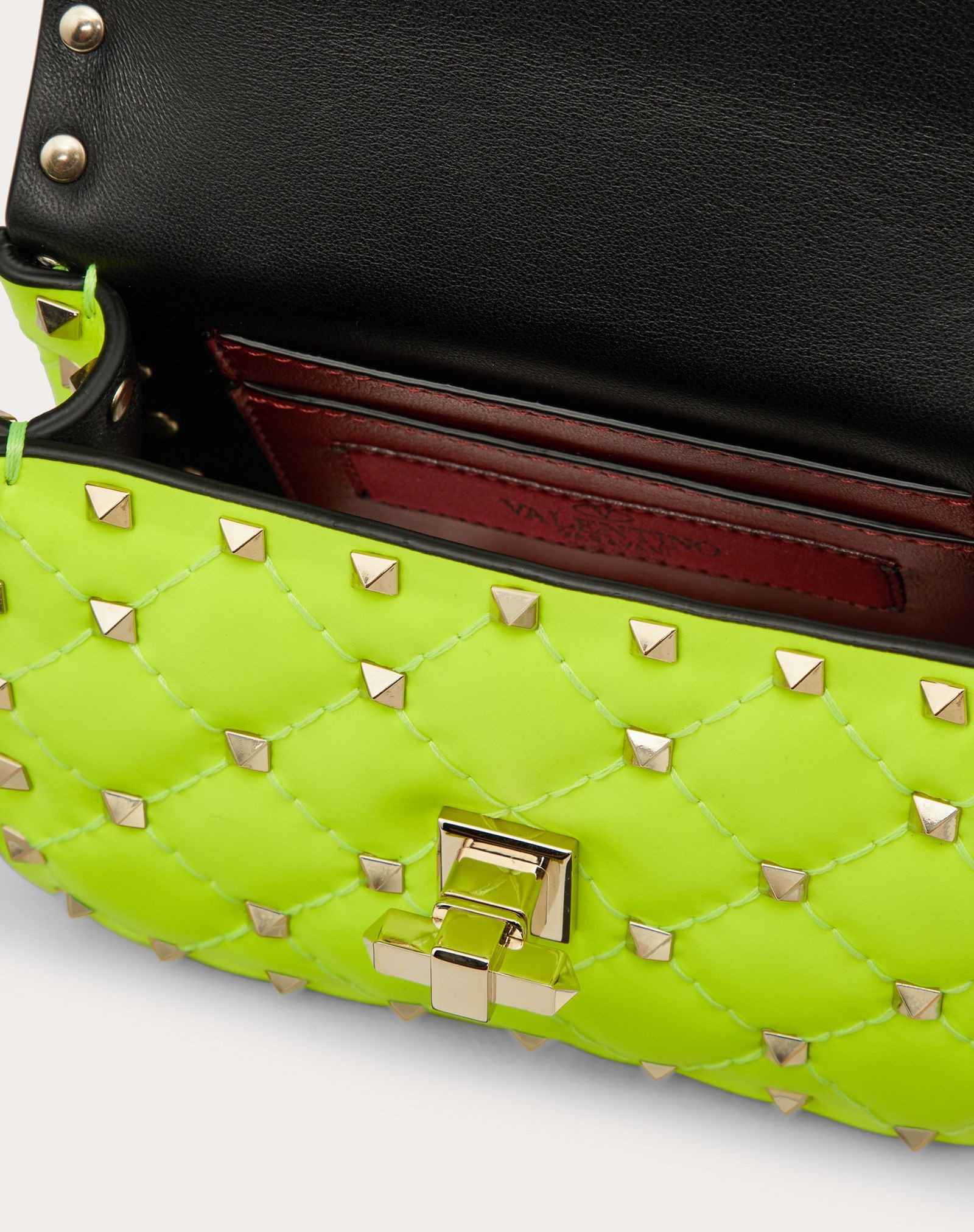 Micro Rockstud Spike fluo calfskin leather bag - 4