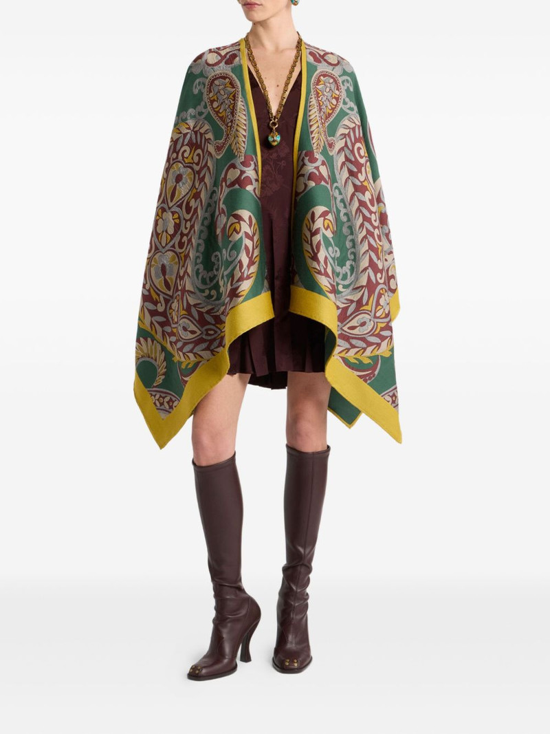 Etro paisley-motif wool-blend cape outlook