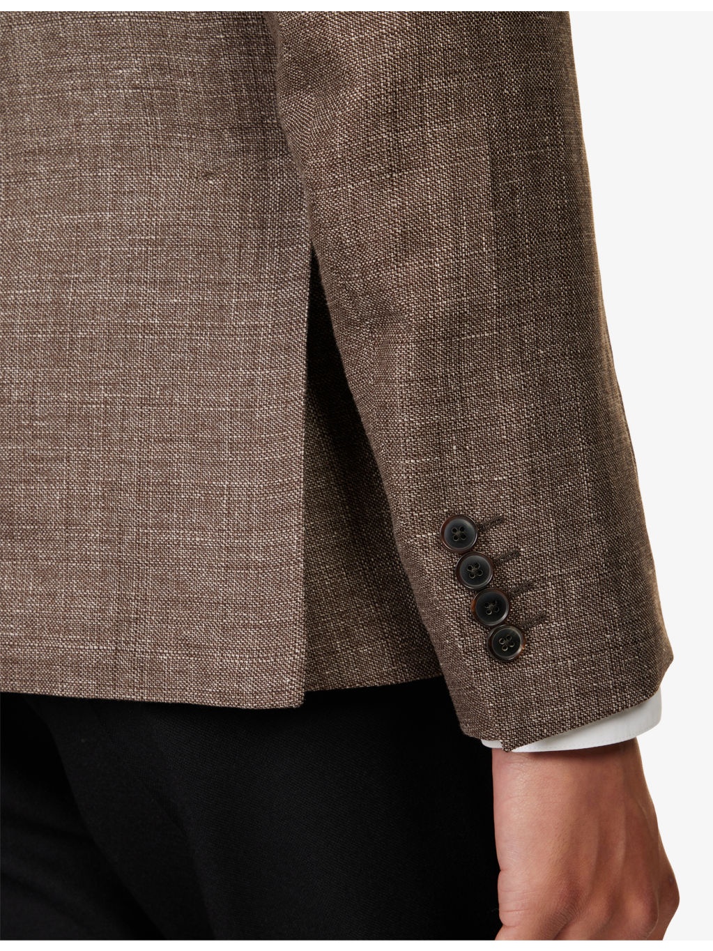 Notch-Lapels Regular-Fit Linen And Wool Blazer - 5