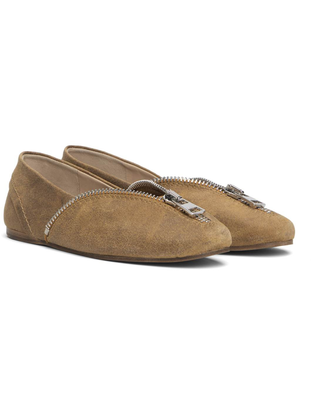 Tan Biker Ballerina Flats - 4