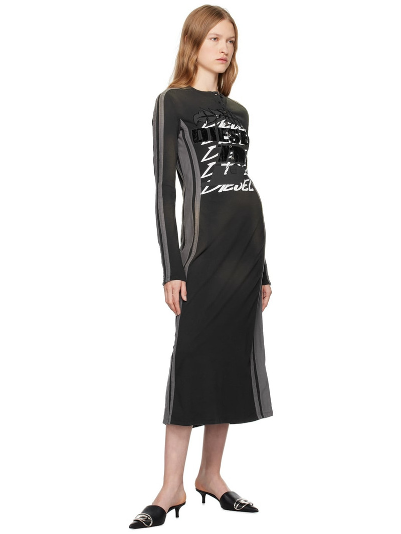 Diesel Black & Gray D-Uncut Stripe Midi Dress outlook