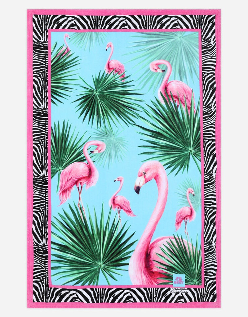 Flamingo-print terry cloth beach towel 1