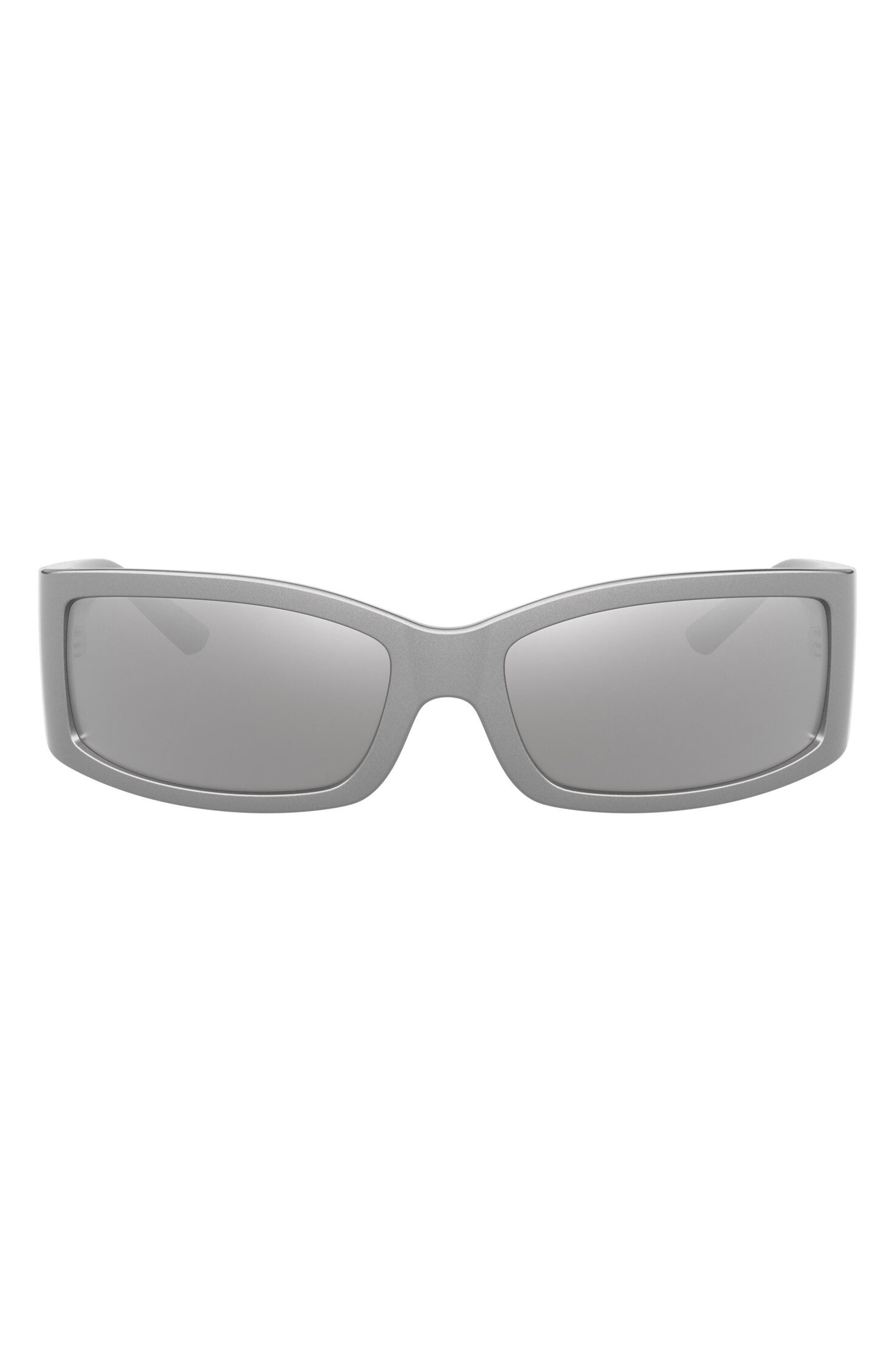 Dolce&Gabbana 61mm Polarized Rectangular Sunglasses in Metallic Grey at Nordstrom - 1