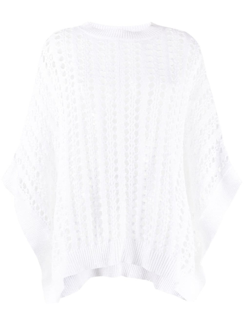 net-knit 면과 린넨 poncho 1