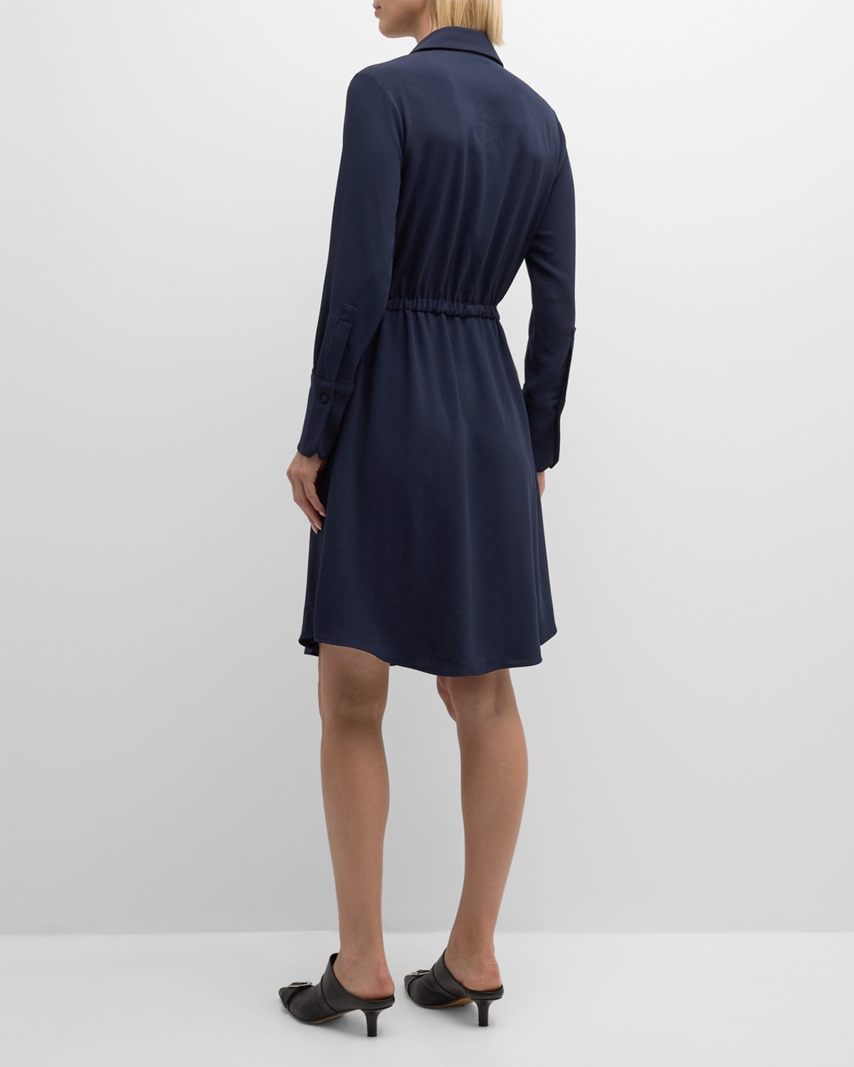 Drawstring Faux-Wrap Shirtdress - 4