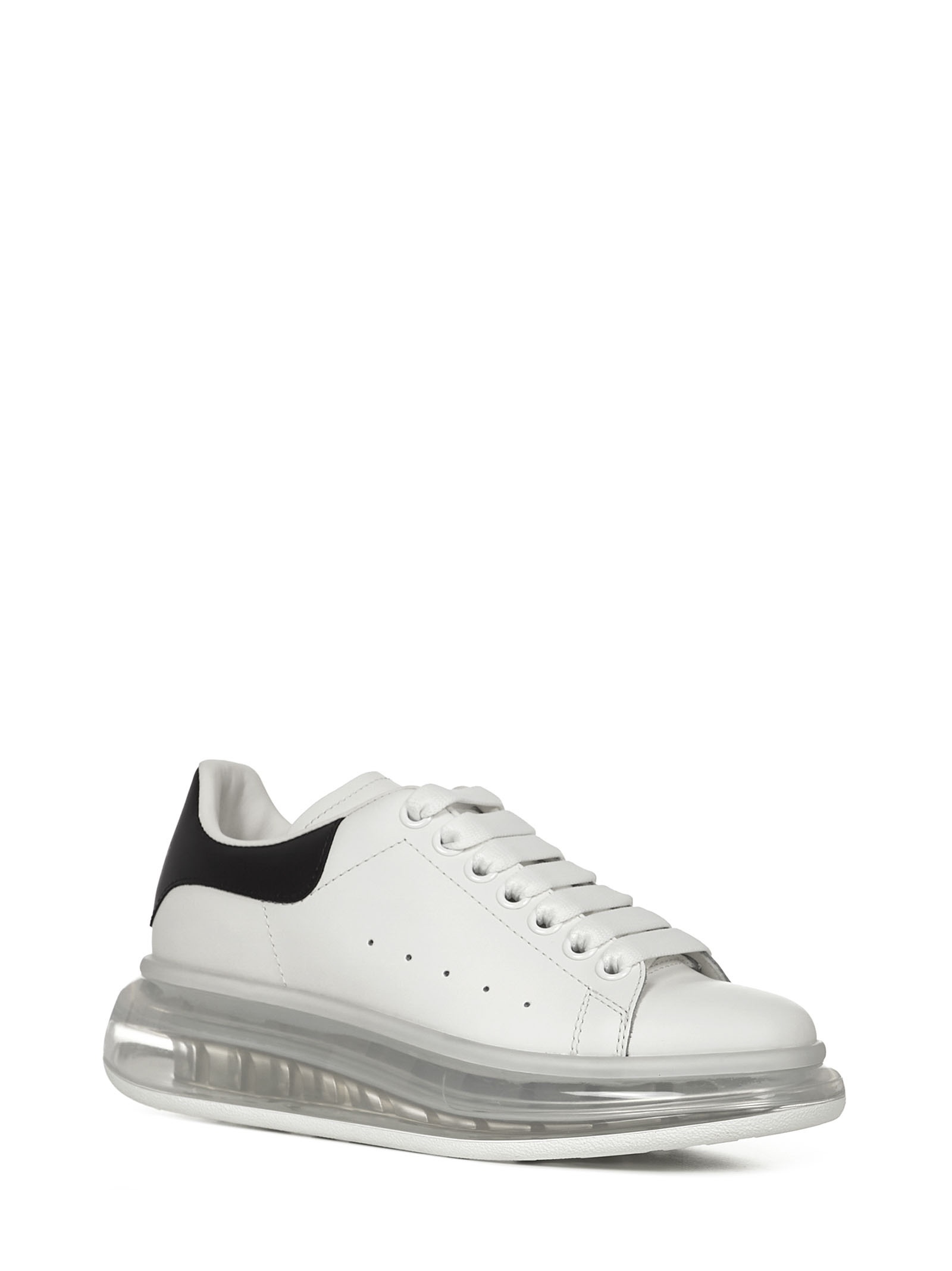 Larry sneakers in white calfskin with black leather insert on the heel and transparent oversized sol - 2