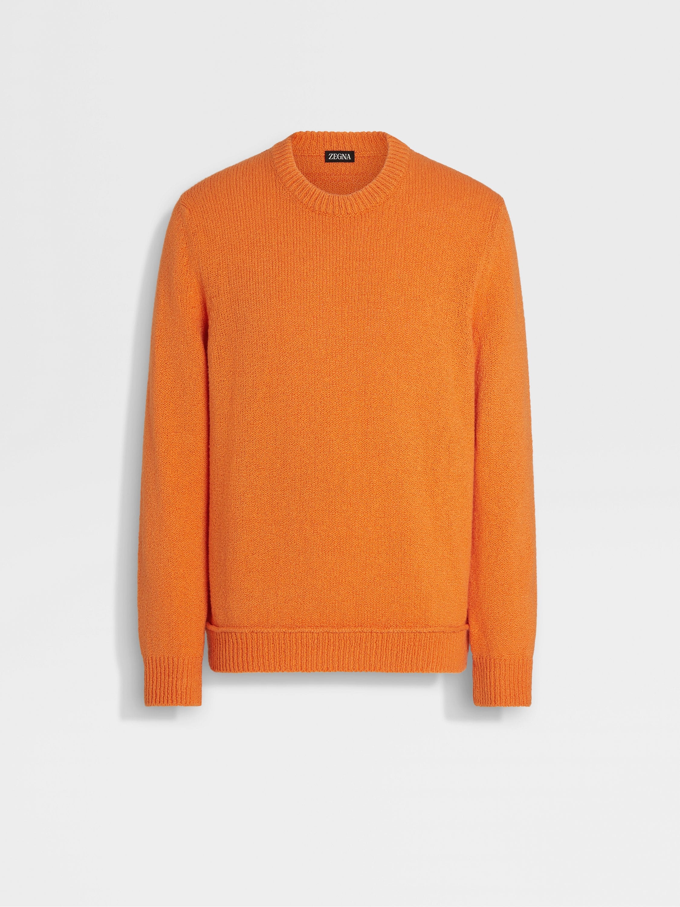 BRIGHT ORANGE COTTON AND SILK CREWNECK - 1
