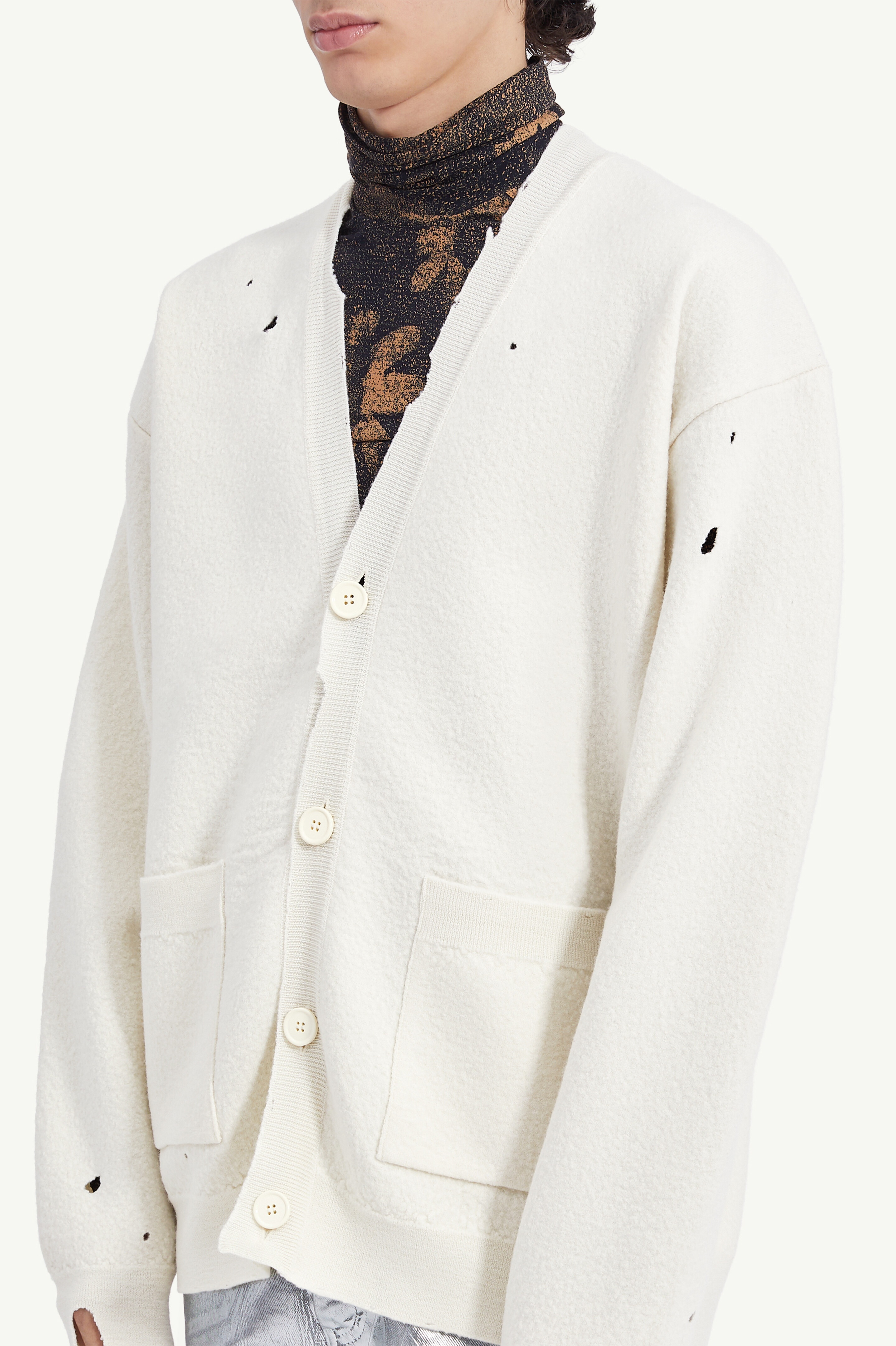 Distressed V-neck cardigan - 5