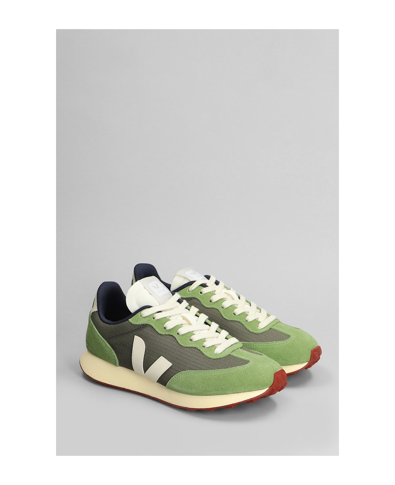 Rio Branco Ii Sneakers In Green Suede And Fabric - 2