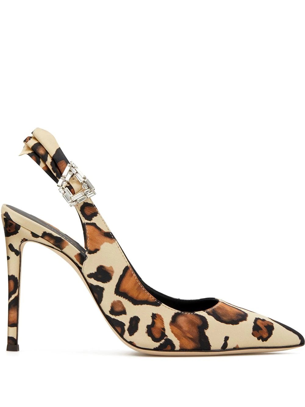 bejewelled buckle leopard pumps - 1