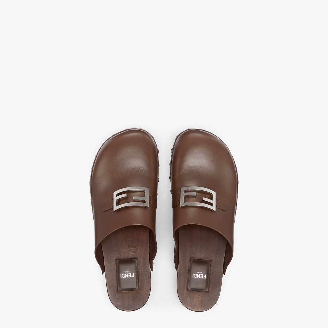 Brown leather clogs - 4