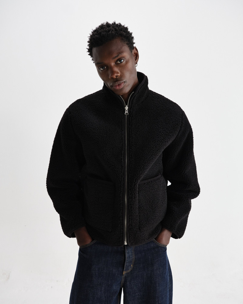 Wax London Killick - Black Reversible Corduroy Borg Jacket outlook