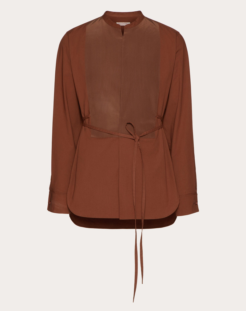 COTTON POPLIN SHIRT WITH WASHED SILK PLASTRON 1