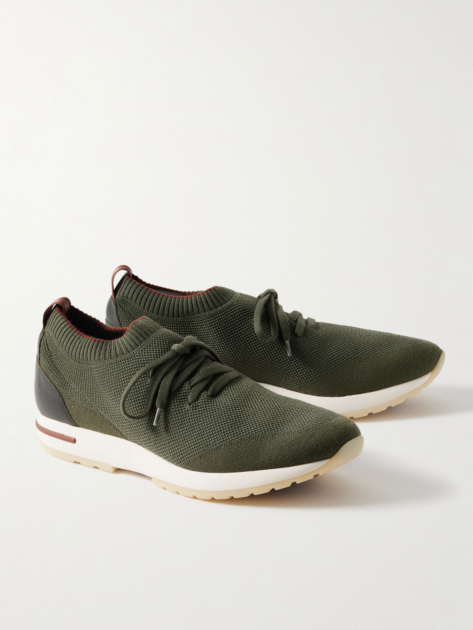 360 Flexy Walk Leather-Trimmed Wish® Wool Sneakers Green - 4