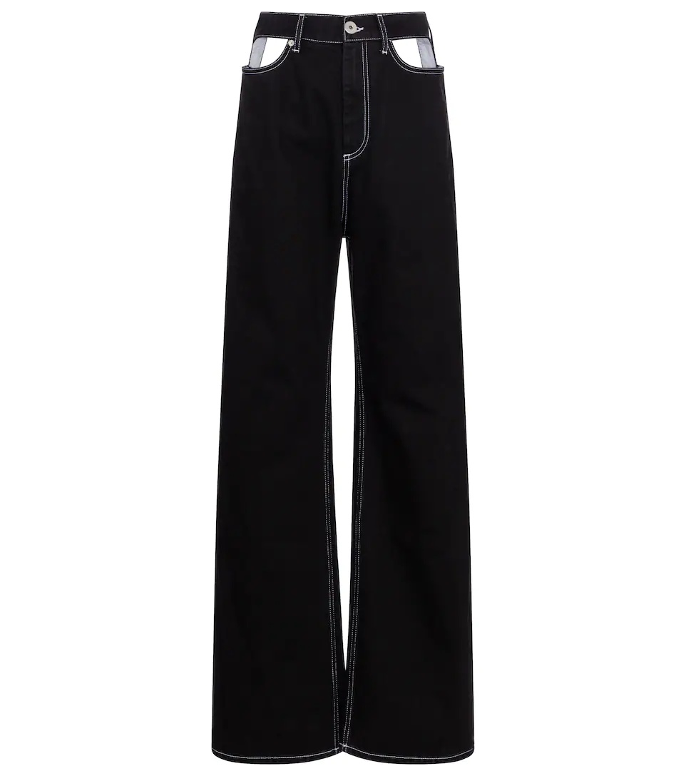 Cutout high-rise wide-leg jeans - 1