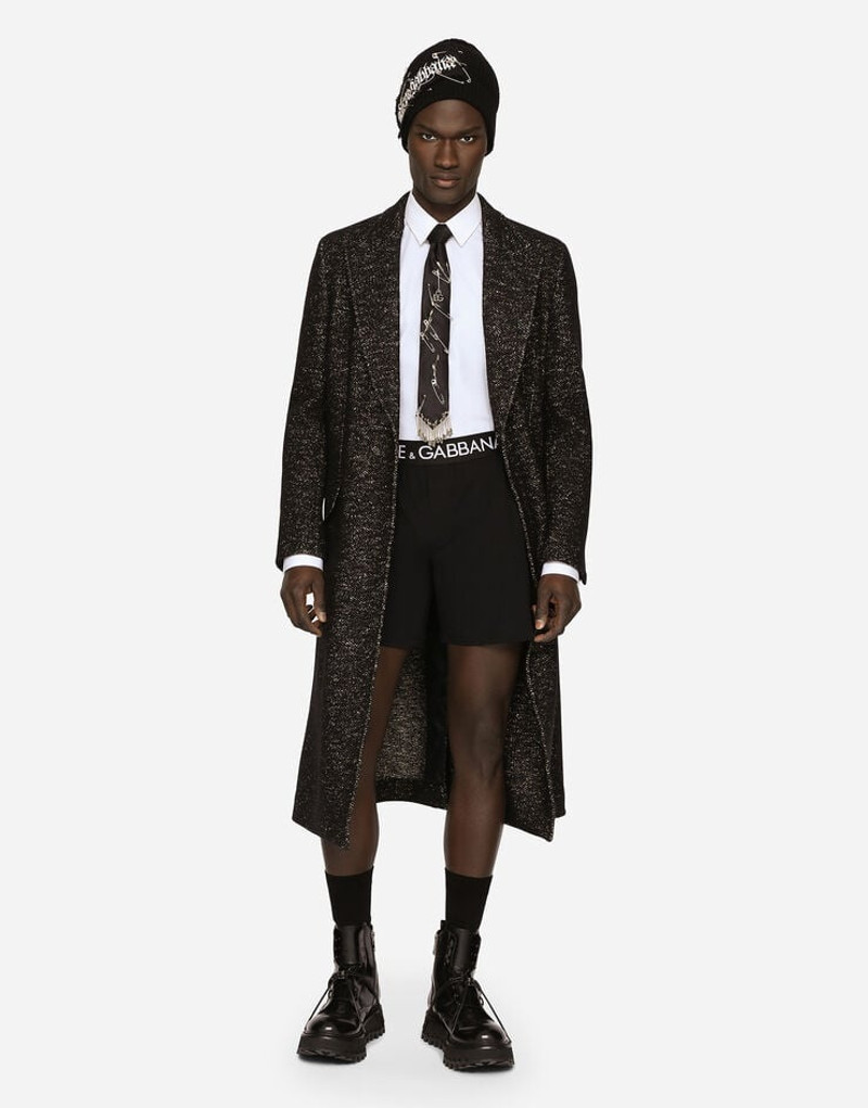 Single-breasted dotted wool jersey coat 5