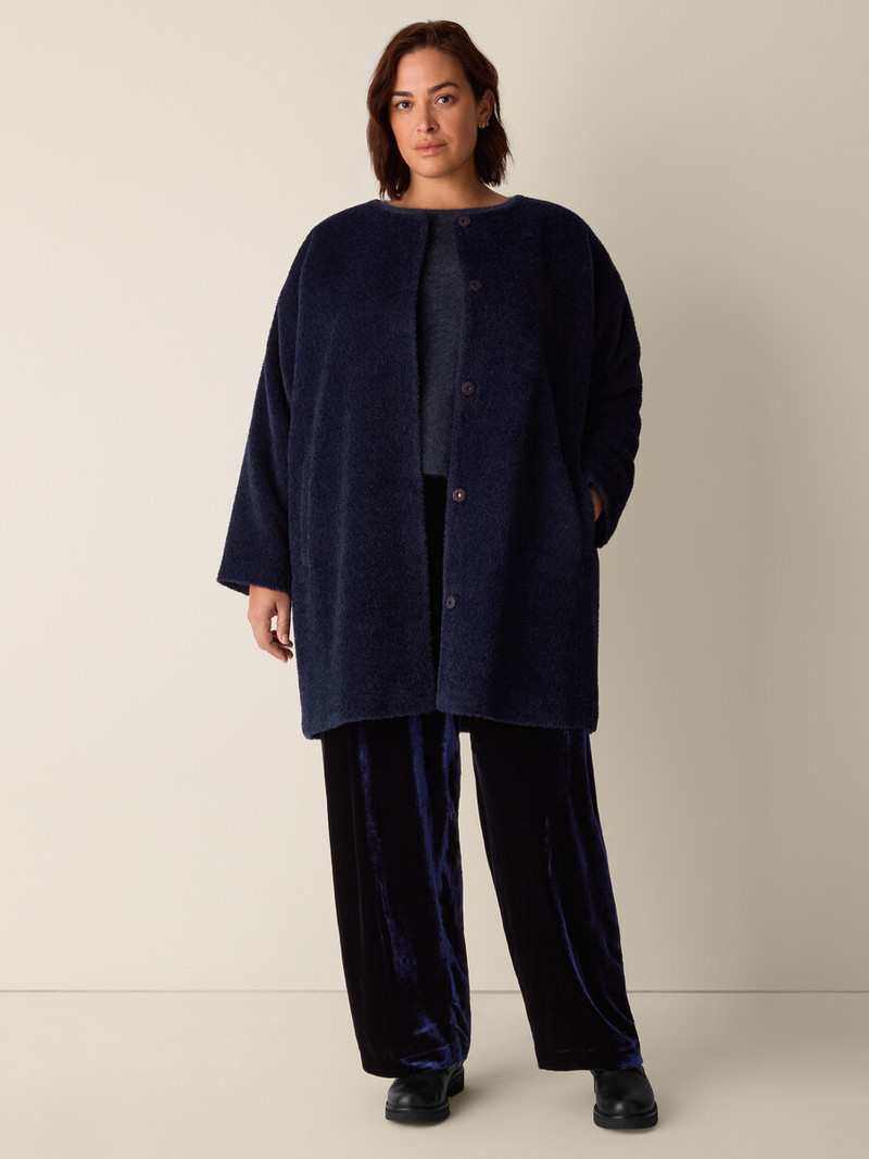 Fine Wool Alpaca Round Neck Coat 6