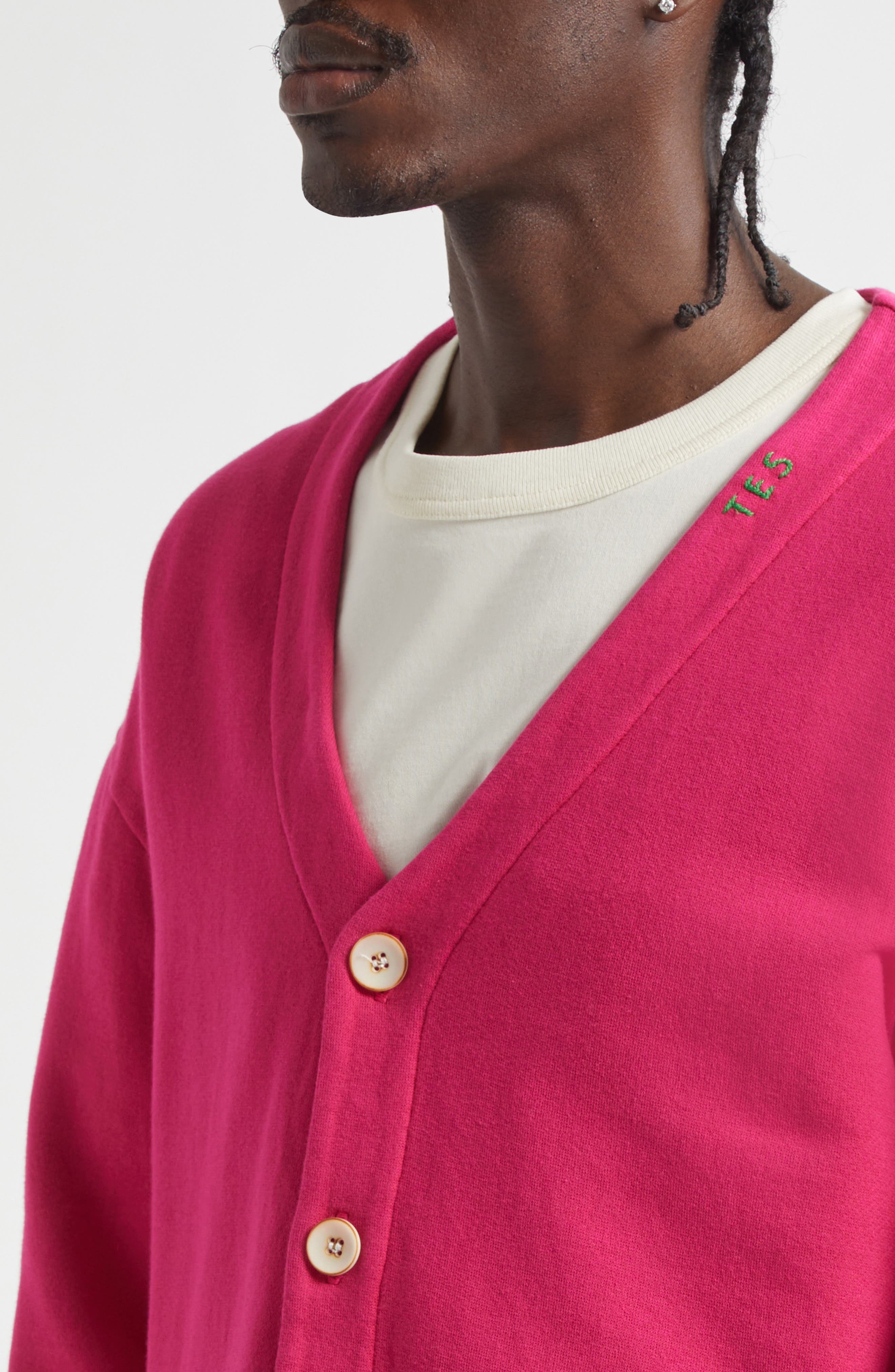 The Elder Statesman Daily Cardigan in Bright Pink at Nordstrom - 4