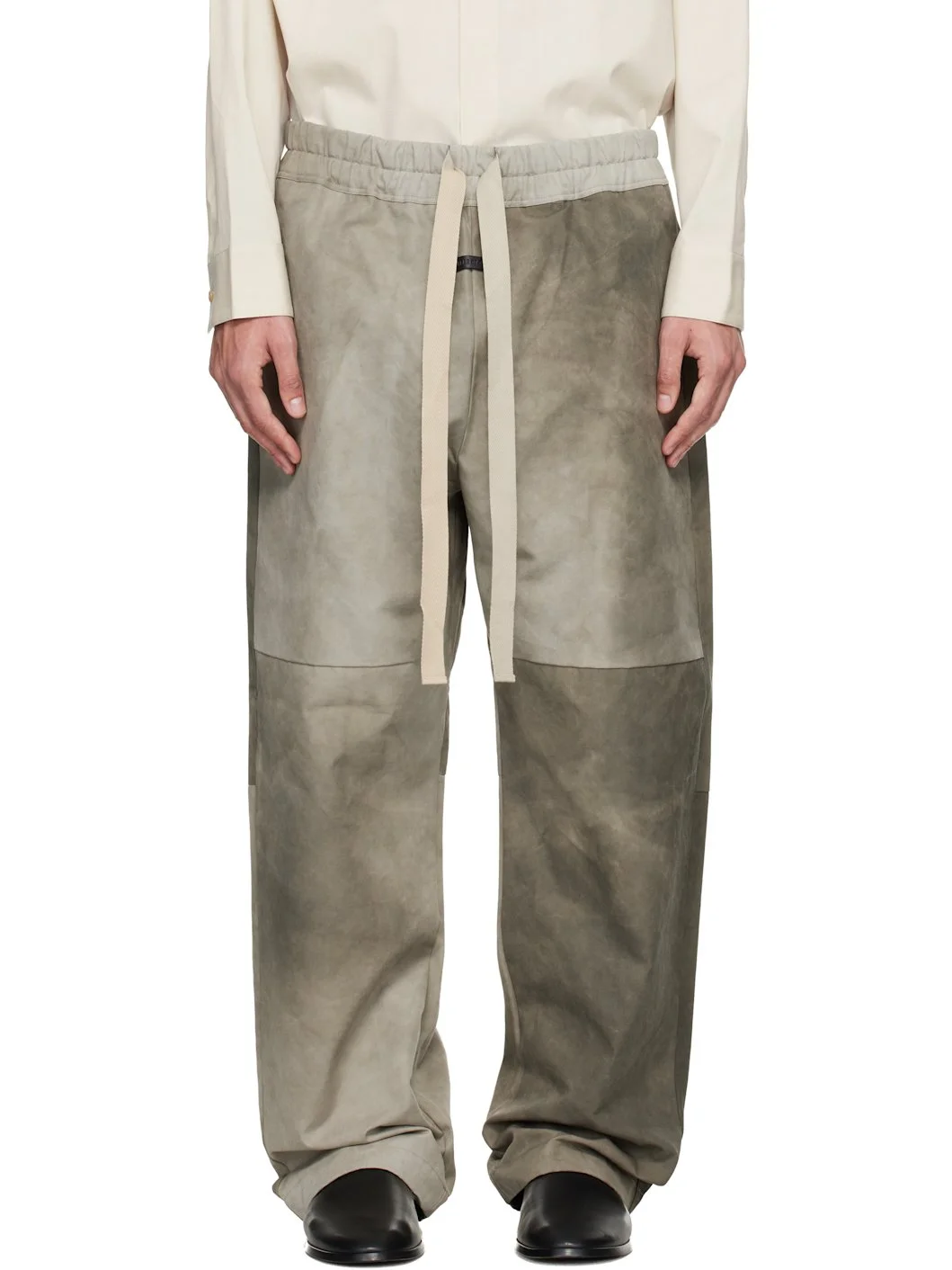 Taupe Heavy Cotton Split Knee Trousers - 1