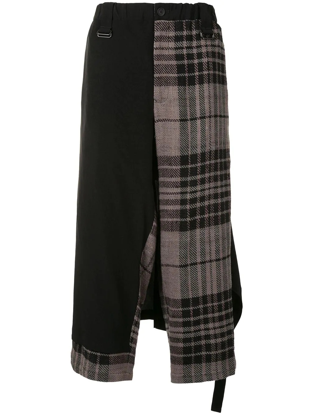 layered check print cropped trousers - 1