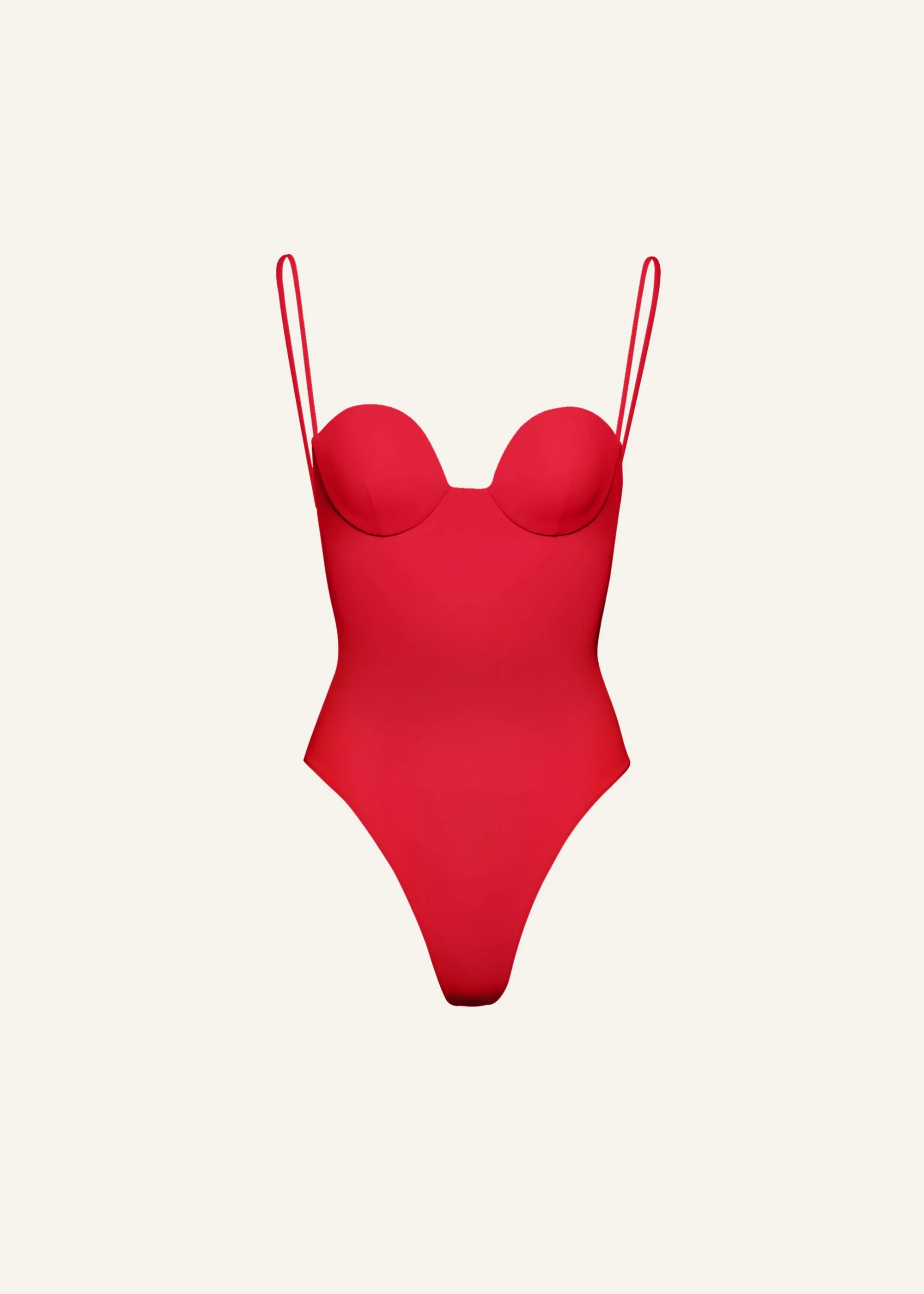 Retro bustier swimsuit in red - 1