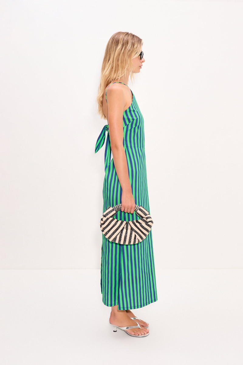 Kit Poplin Dress In Navy/Grass Green 4