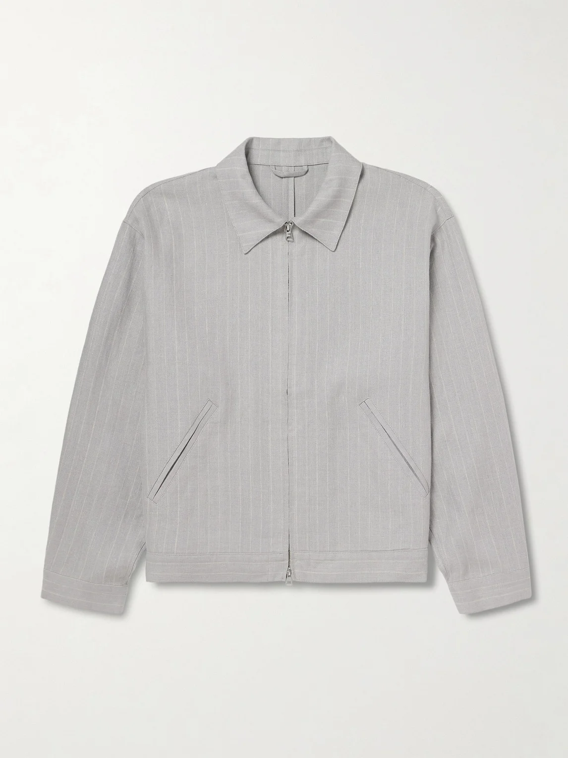 Petrus 1455 Oversized Pinstriped Linen Blouson Jacket - 1