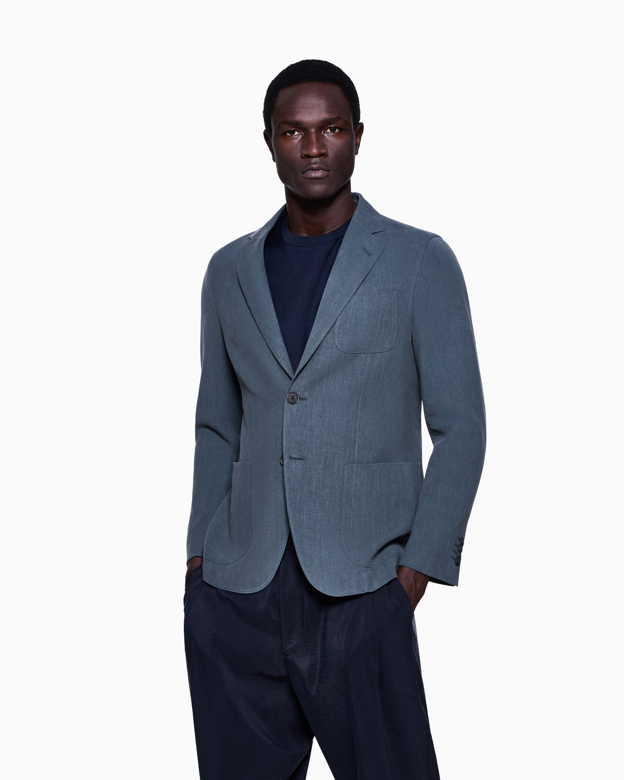UPTON LINE SINGLE-BREASTED JACKET IN LINEN CANVAS - 4