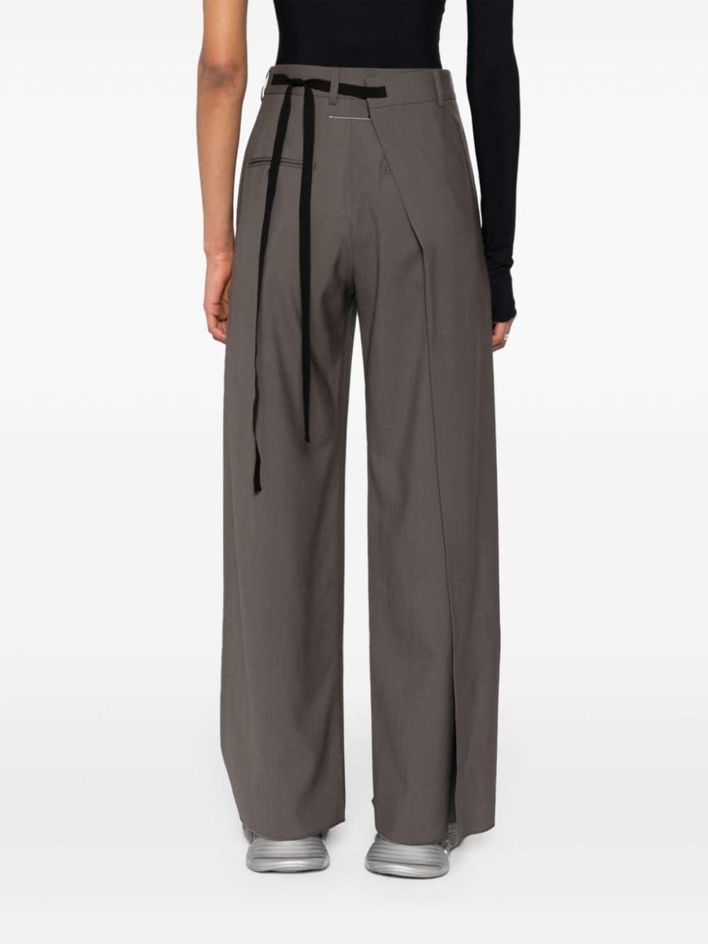 wrap-design wool trousers - 4