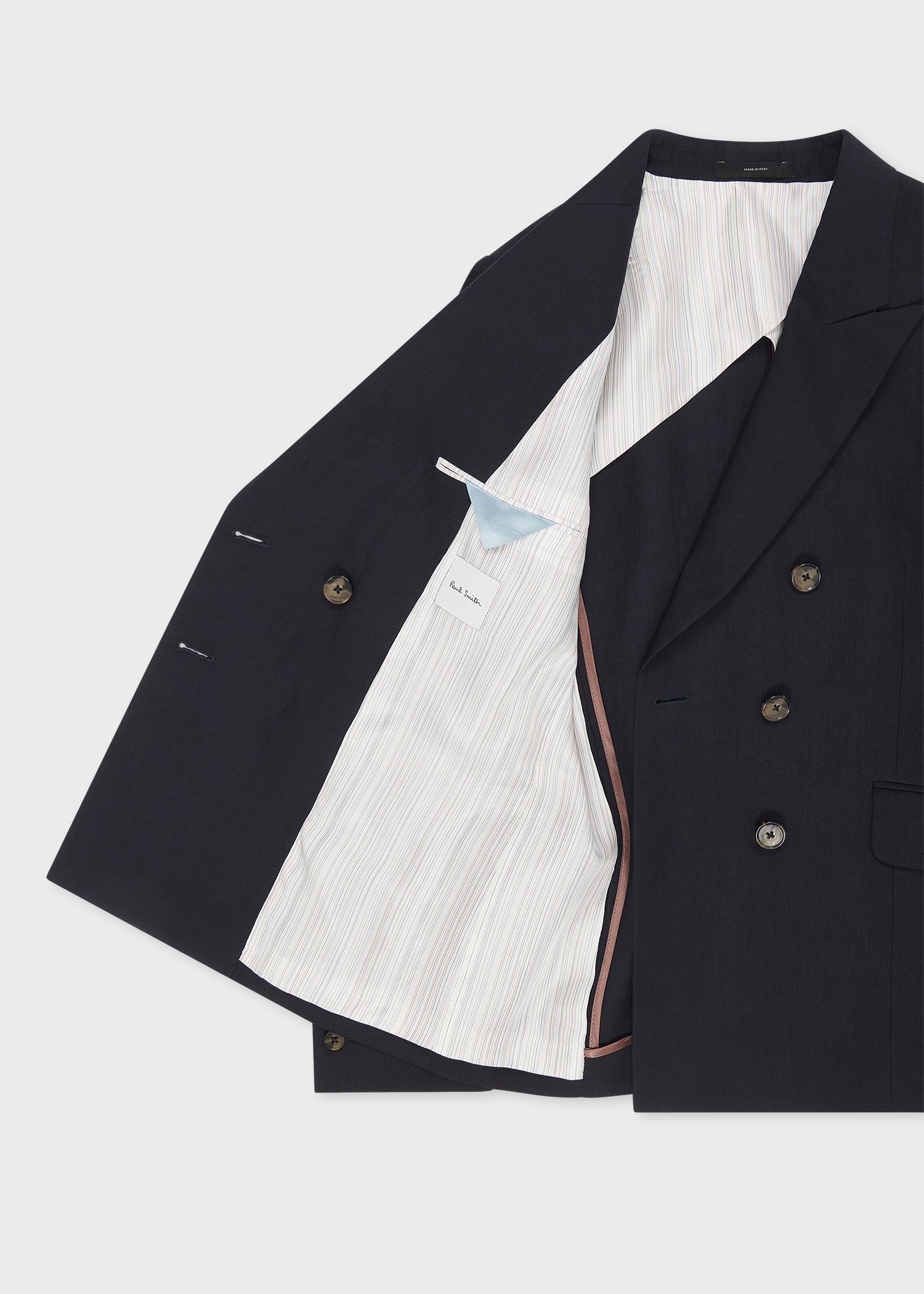 Women's Dark Navy Double Breasted Linen Suit - 4